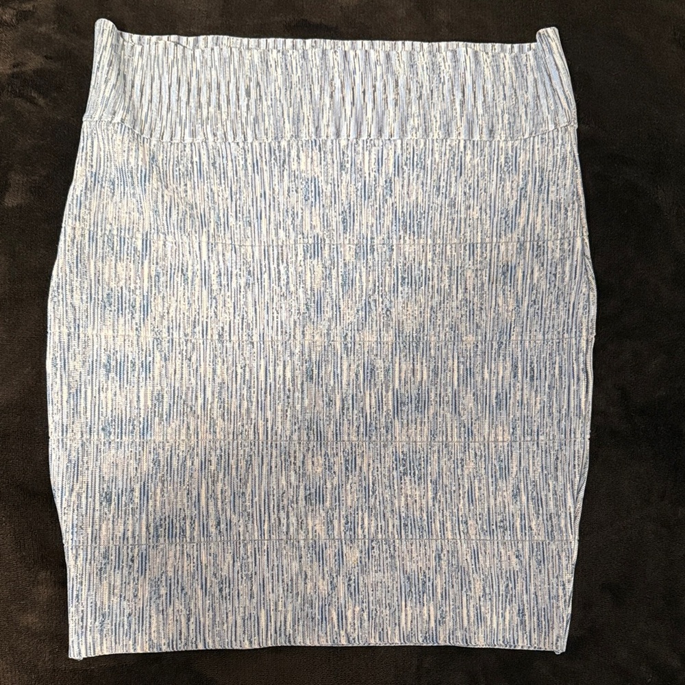 BCBG Light Blue Textured Pencil Skirt